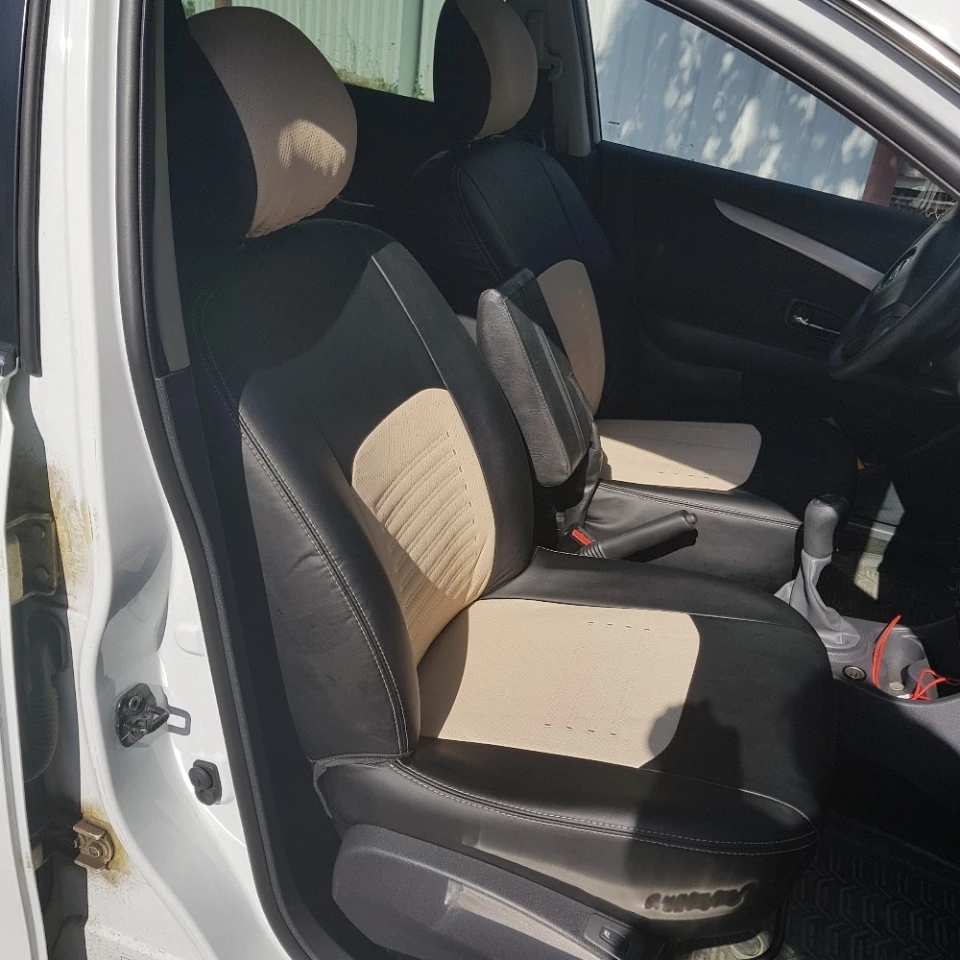 Для Nissan Almera G15 2013 2019 Комплект модельных авточехлов из экокожи (для а/м с задн.