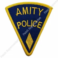 " Челюсти" SHERIFF BRODY "Amity остров Кино ТВ Униформа вышитый логотип железа на патч эмо гот, панк, рокабилли Заказная заплата