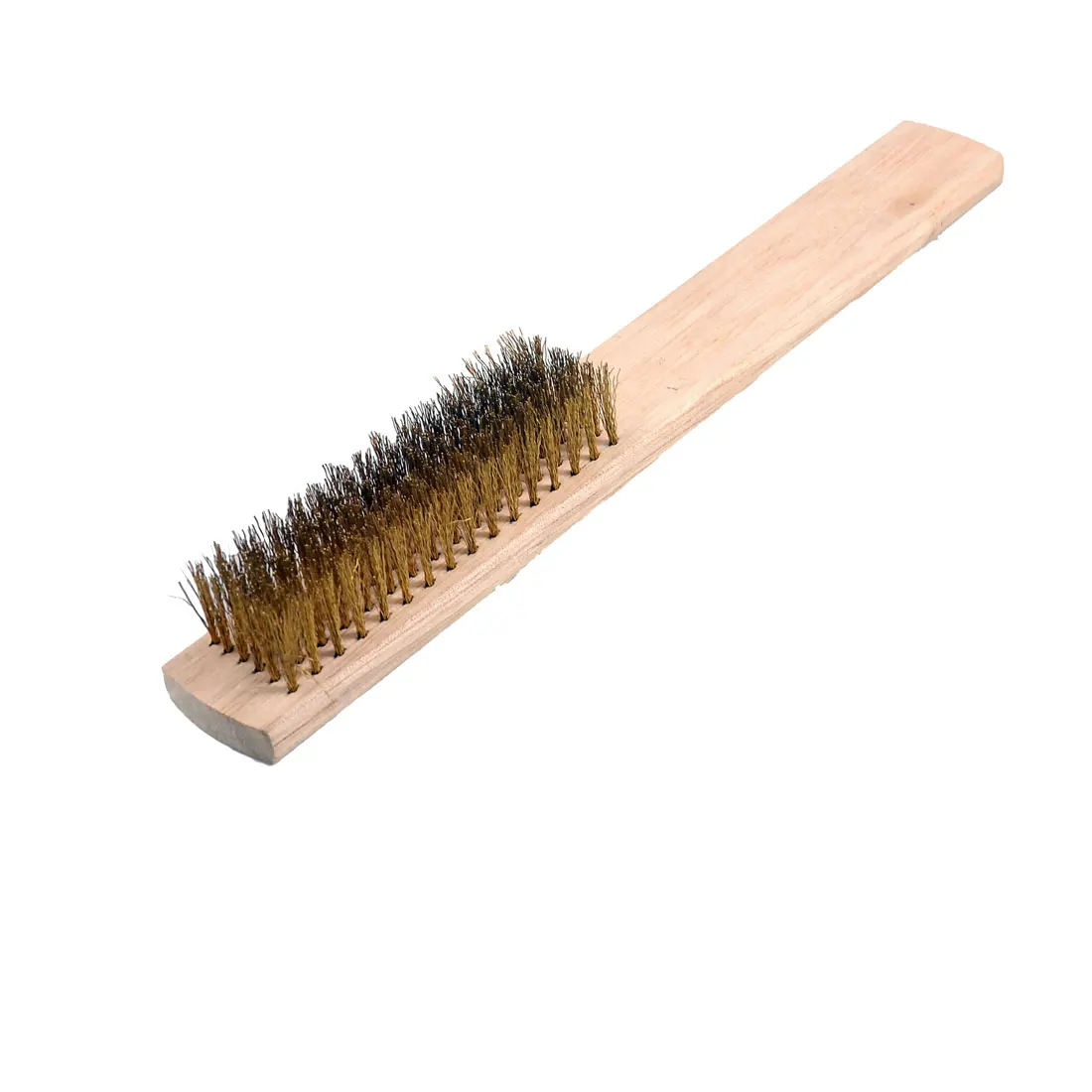 UXCELL 8" Length 6 Rows Brass Bristle Wood Handle Wire Scratch Brush