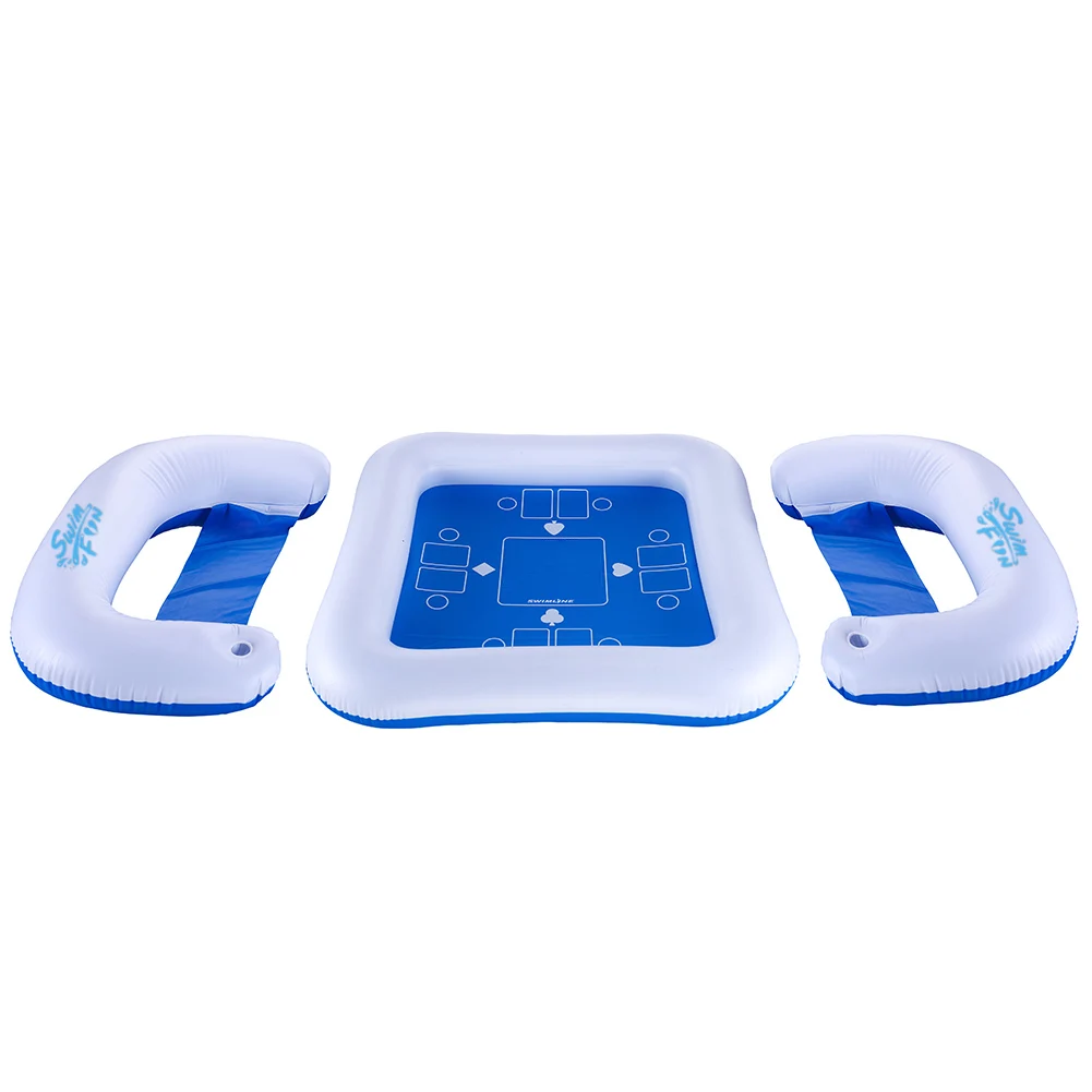 

Inflatable Table Toy Pool Float Water Games Beach Party Large Mahjong Floating Table For Hold With Drink Poker Chips Holder