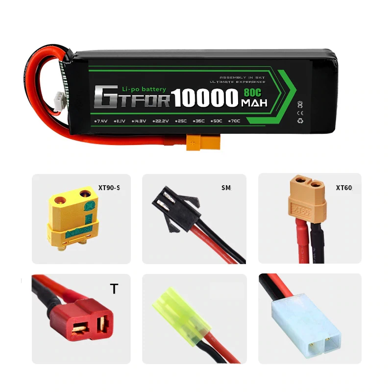 GTFDR lipo Аккумулятор 7 4 В 10000 мАч Lipo 2S 80C 1/8 градусов батарея Deans для 1/10 автомобилей