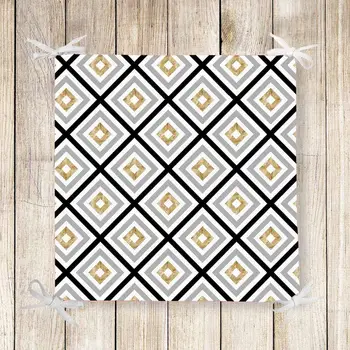 

Else Black Gray Yellow Tiles Nordec 3d Print Chair Pad Seat Cushion Soft Memory Foam Full Lenght Ties Non Slip Washable Zipper