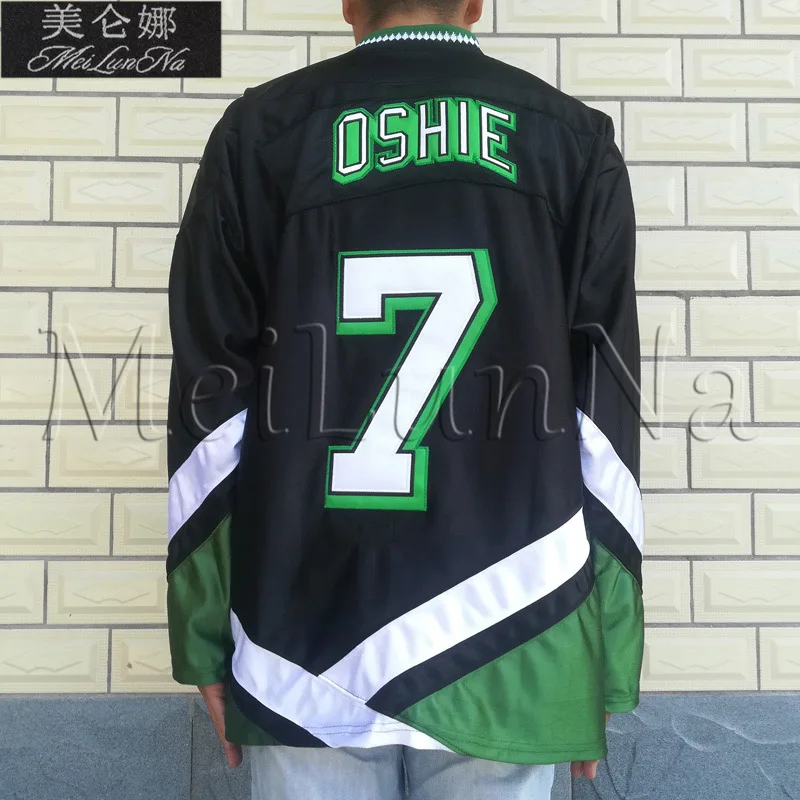 

MeiLunNa UND North Dakota Fighting Sioux Retro Jerseys #7 TJ Oshie 0707 Green Black Jersey
