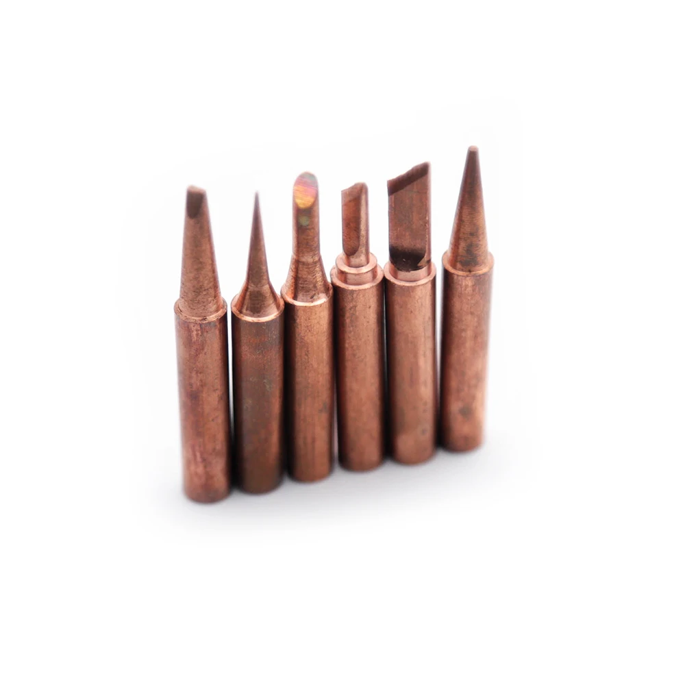 

6pcs/set Lead-free copper Pure cupper Solder tip 900M-T For Hakko 936 FX-888D Saike 909D 852D+ 952D Diamagnetic DIY