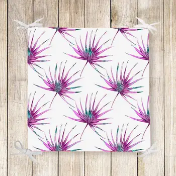 

Else Purple Green Floral Leaves 3d Print Chair Pad Seat Cushion Soft Memory Foam Full Lenght Ties Non Slip Washable Square