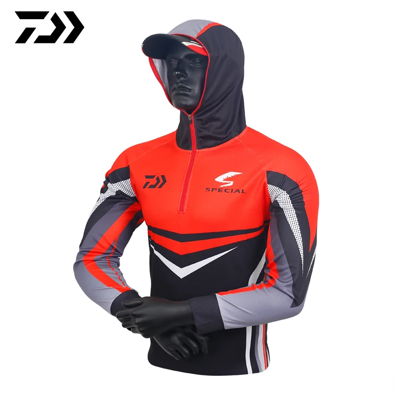 

Summer Daiwa Fishing Shirt Men Breathable Sun Protection Full Sleeve Fishing Hooded Outdoor Anti-mosquito Anti-uv Fishing Jacket