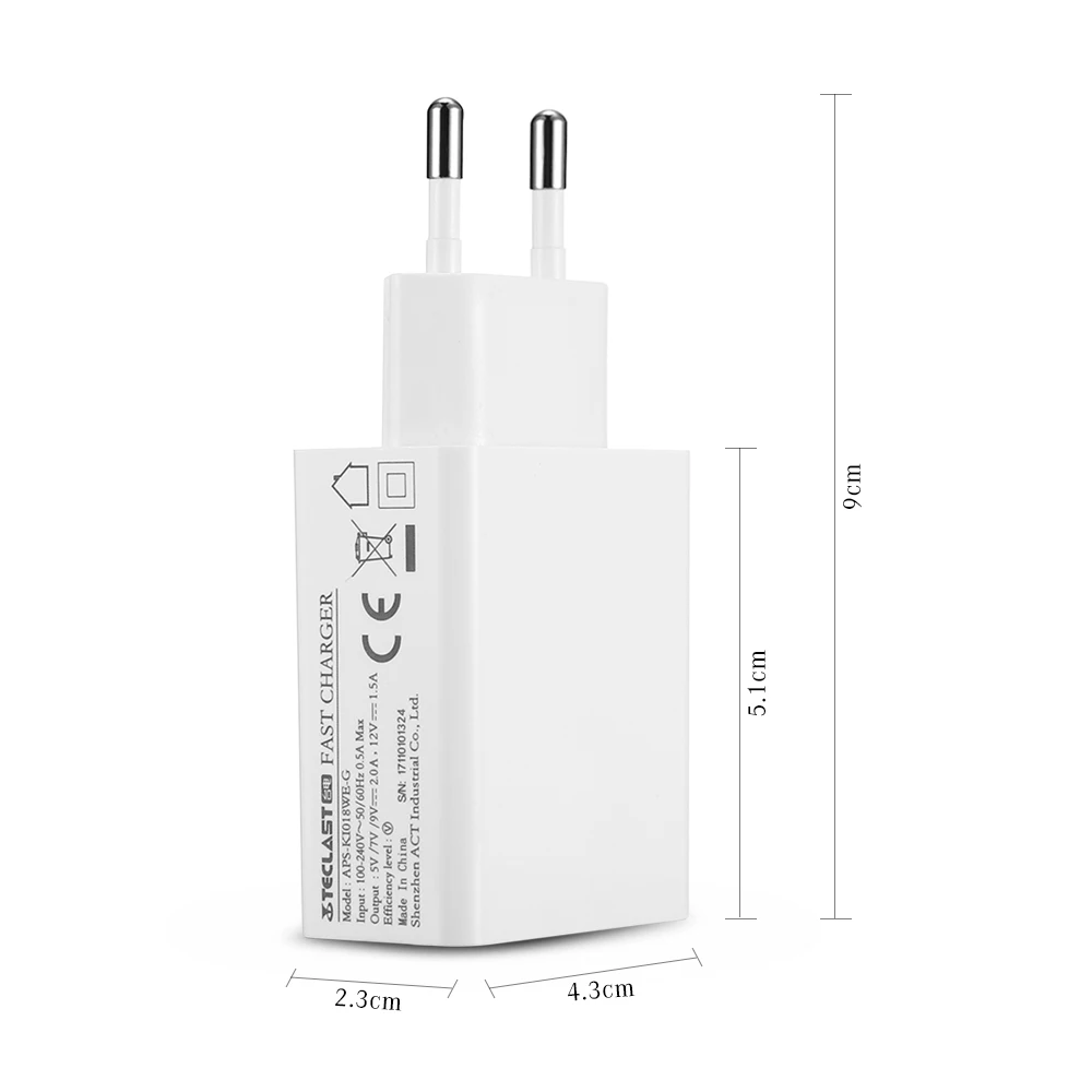 Teclast aps-ki018we-G быстрое зарядное устройство белый минималистичный EU штекер для Teclast Master T8/T10 белый минималистичный дизайн