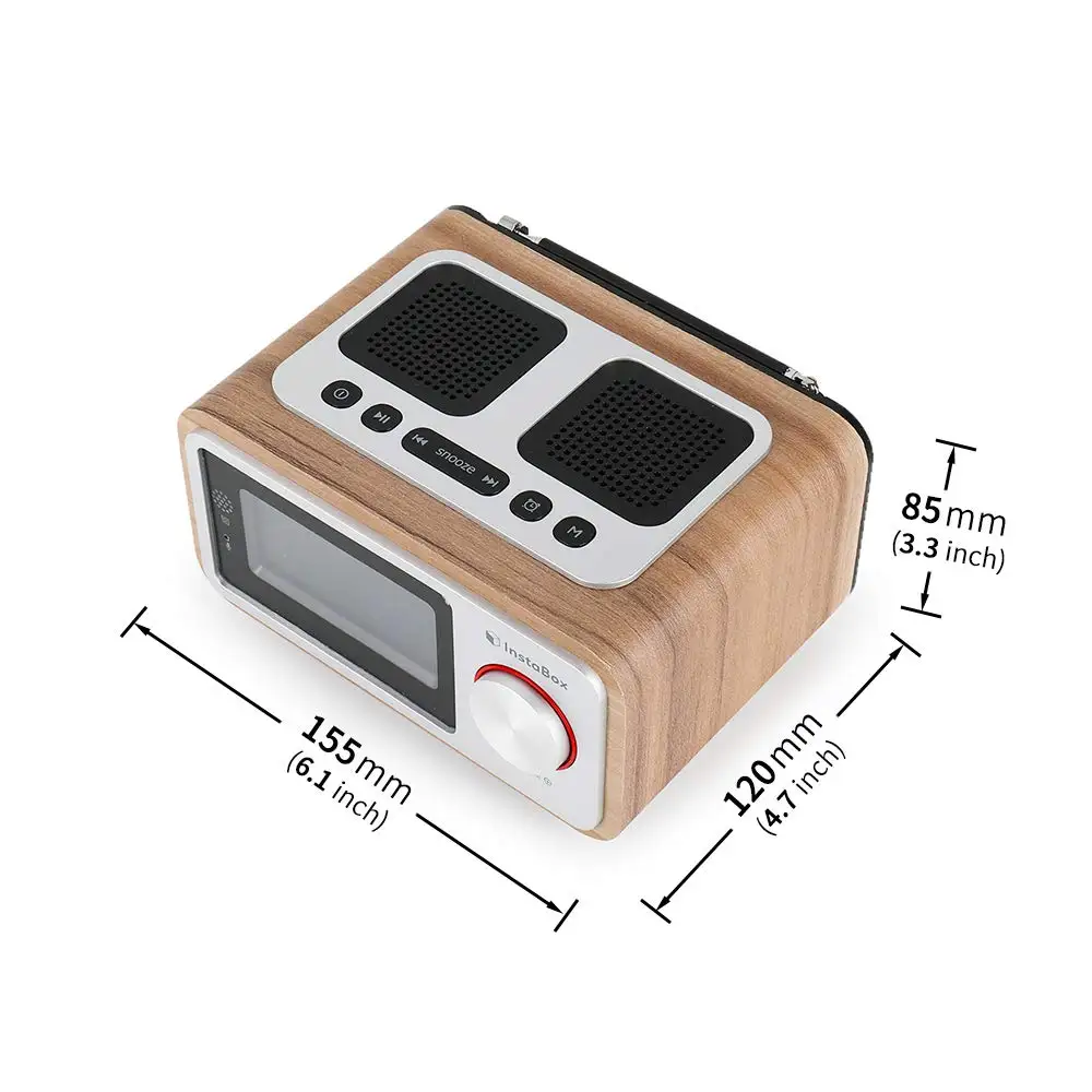 InstaBox i30 деревянные часы радио Портативный ретро Bluetooth динамик цифровой FM
