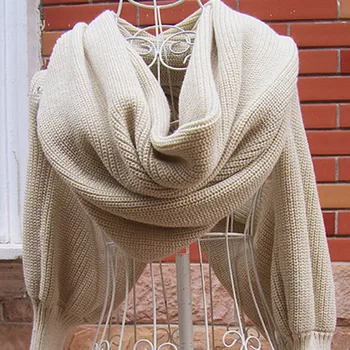 

Fashion Woman Shawls Women Scarves Solid Sleeves Scarf Winter Warm Knitting Long Soft Wraps Scarves Novelty 2017