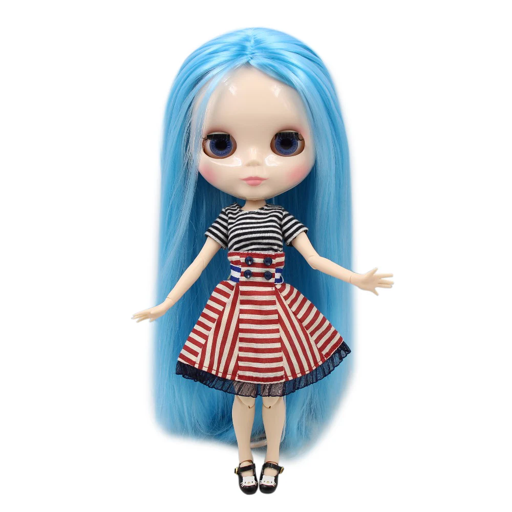 factory blyth doll BJD straight blue hair joint body white skin 1/6 30cm BL6023 factory blyth doll BJD straight blue hair joint body white skin 1/6 30cm BL6023