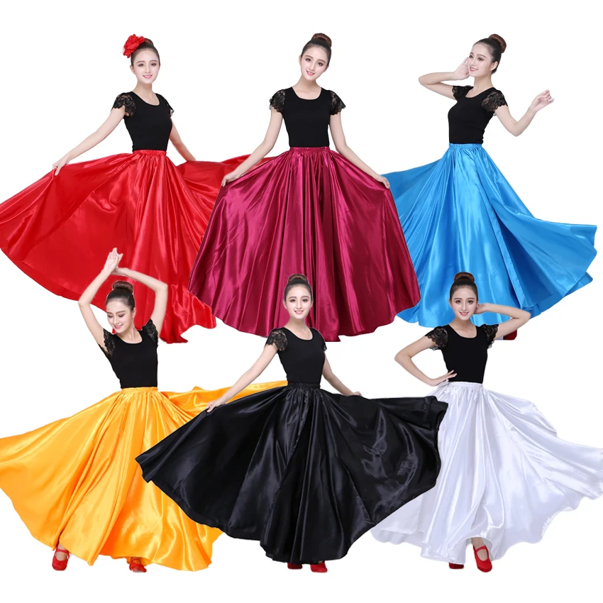 10-Colors-Satin-Smooth-Solid-Spanish-Flamenco-Skirt-Plus-Size-Performance-Belly-Dance-Costumes-Femal-Woman (5)