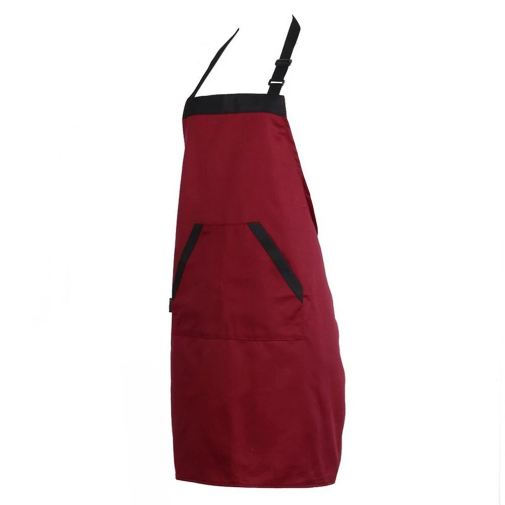 1 шт., домашний кухонный длинный мужской женский фартук с карманом, повара, официанта, бара, водонепроницаемый фартук в западном стиле, Прямая поставка - Цвет: Красный