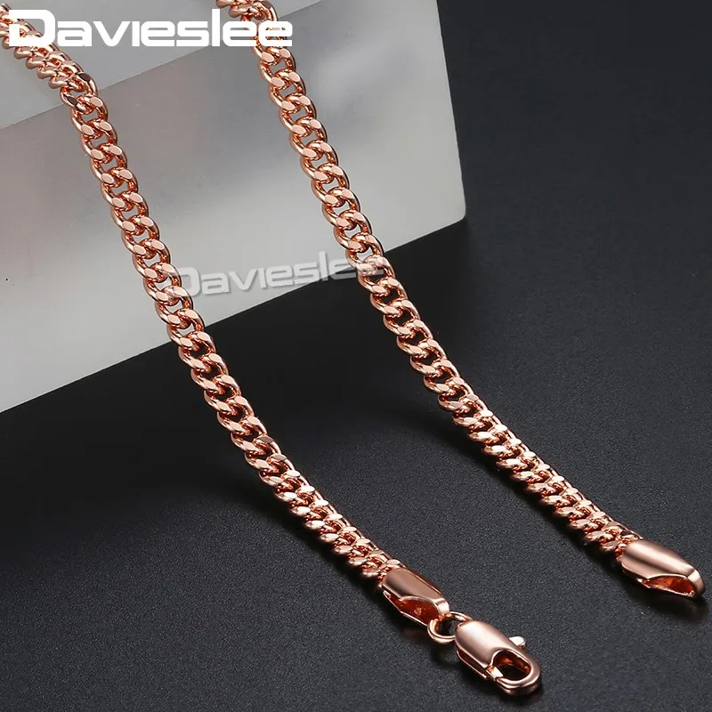 

Davieslee 585 Rose Gold Filled Necklaces for Women Curb Chain Womens Necklace Jewelry 45cm-60cm 3mm Link Chains DLGN220