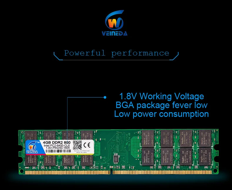 VEINEDA оперативная память 4 г DDR2 800/667 4 Гб оперативная память memoria Рабочий стол для Inter, amd mobo совместимая оперативная память ddr2 pc2-6400 533 МГц