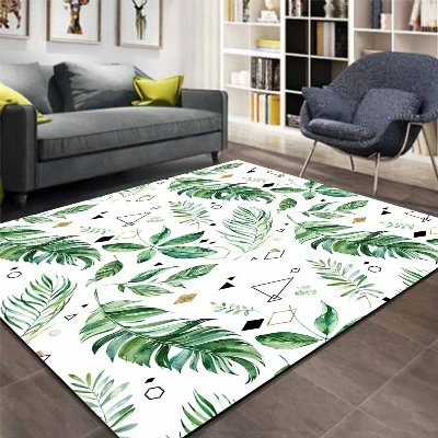 Else зеленый Тропический цветочный треугольник геометрический 3d принт Нескользящая микрофибра для гостиной декоративный современный моющийся коврик