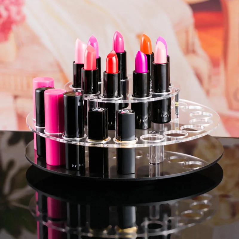 

Clear/Black Lipstick Holder Lip Gloss Display Shelf Makeup Organizer Lipstick Storage Rack Double Layers Lipstick Organizer