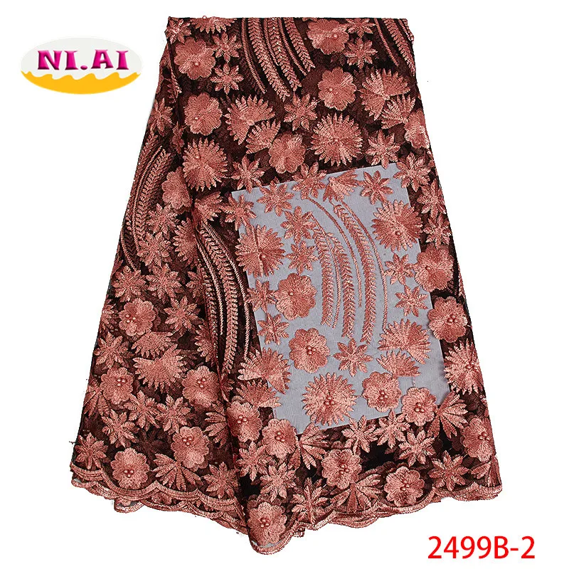 

Peach Flower Lace Fabric, Newest Design Tulle Lace Dress Fabric, African Materials For Bridal Lace MR2499B