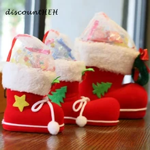 Big High Quality Christmas Decorations Flocking Boots Socks Creative Gift Box of Candy Gift Holder