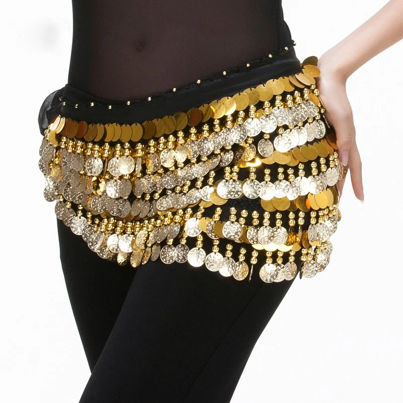 Cintura Danza Del Ventre In Chiffon Con 128 Monete - Taglia Unica, Perfetta Per Performance - Foto 2