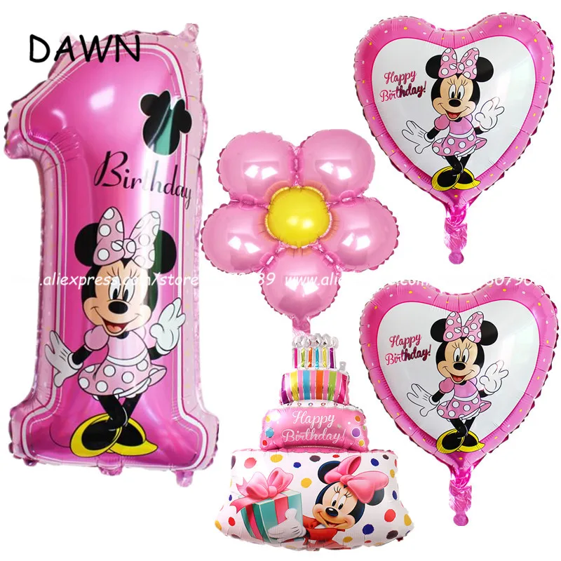 

5pcs/lot Pink Blue Mickey Minnie Birthday Decoration Number Foil Balloon Baby Toys 1th birthday Party Globos Air Balloons