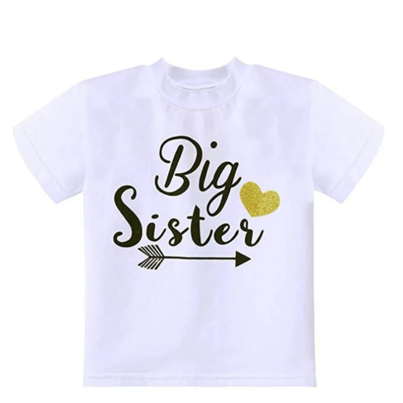 

YSCULBUTOL Girls Big Sister T Shirt Matching Little Brother Baby Bodysuits White