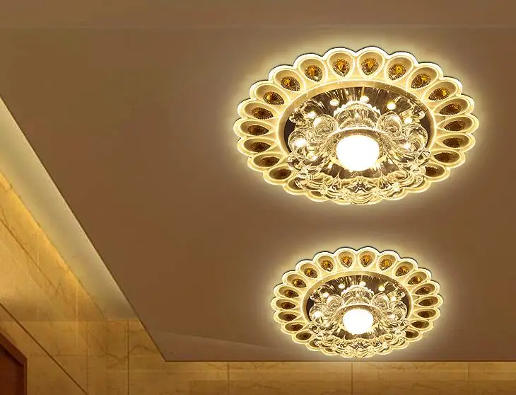 Современный хрустальный стеклянный Светодиодный точечный потолочный светильник для коридора прохода крыльца потолочный встраиваемый домашний Декор Светильник