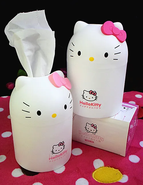 

Xingkings Table Cute Hello kitty Roll Paper Storage Boxes Home Desktop Tissue Container KX-TQ13-02