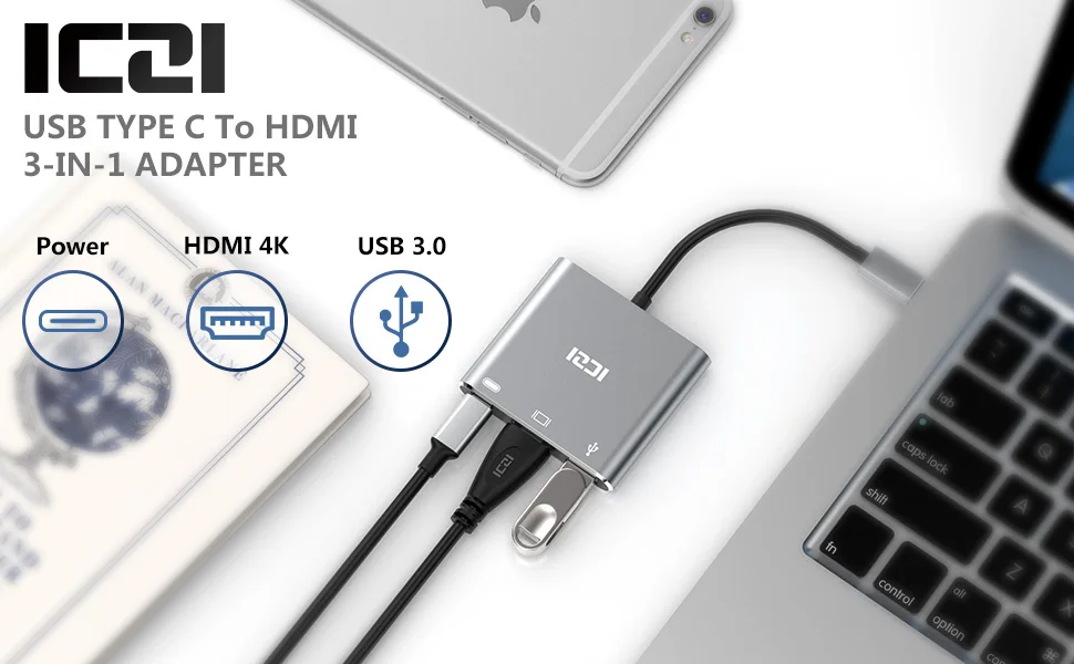 ICZI type C до 4 K HDMI USB 3,0 адаптер USB C зарядный конвертер для MacBook Pro Air samsung S10 9 8 huawei P30 20 mate 20