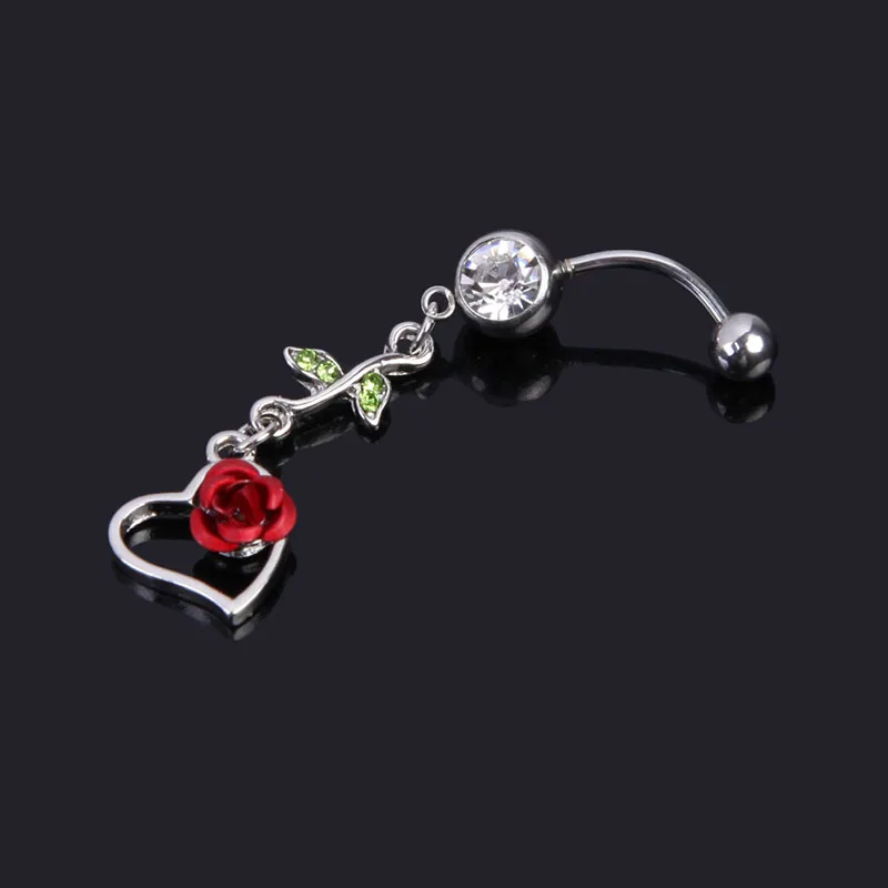 Stainless Steel Body Jewelry For Women Shiny Crystal Rhinestone Dangle