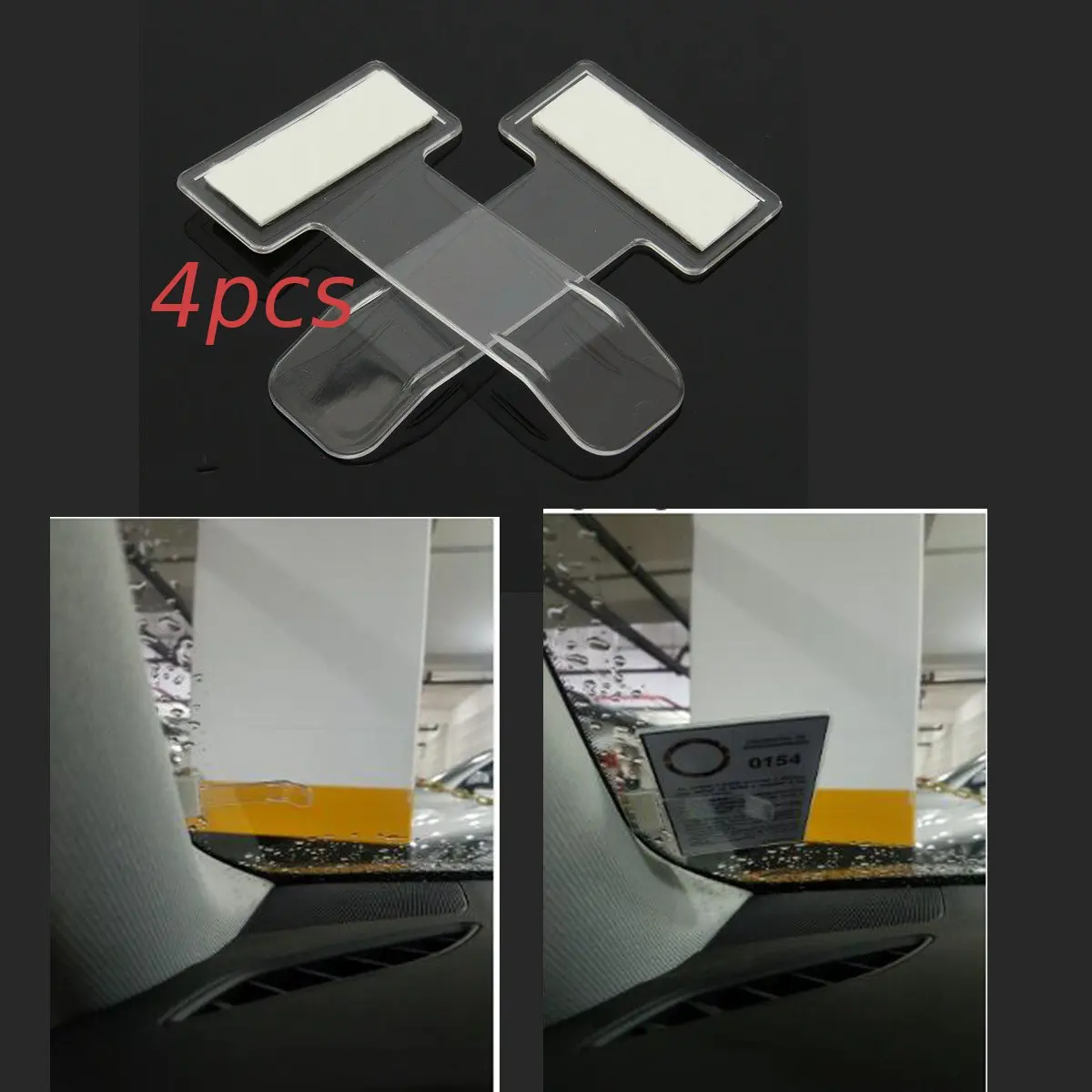 

4pcs Car Vehicle Parking Ticket Permit Holder Clip Sticker Windscreen Window Fastener Stickers