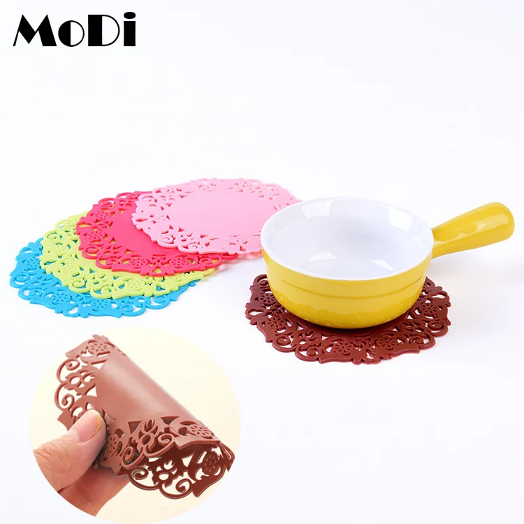 تلقي صينية الدانتيل زهرة جوفاء المفارش سفينة سيليكون طاولة القهوة كأس الحصير سادة تحديد الموقع اكسسوارات المطبخ أدوات الطبخ