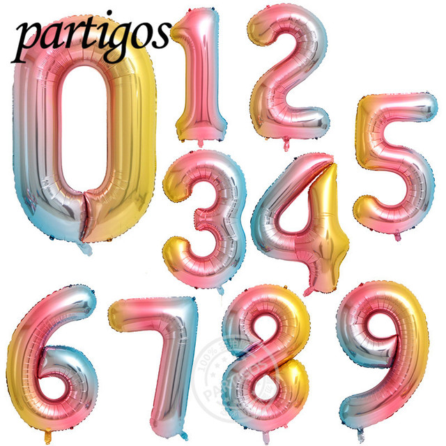 16 32 40 Inch Pink and Blue Rose Gold Numbers Digital Balloons Foil Helium Balloon Birthday Wedding Party Decor Globos