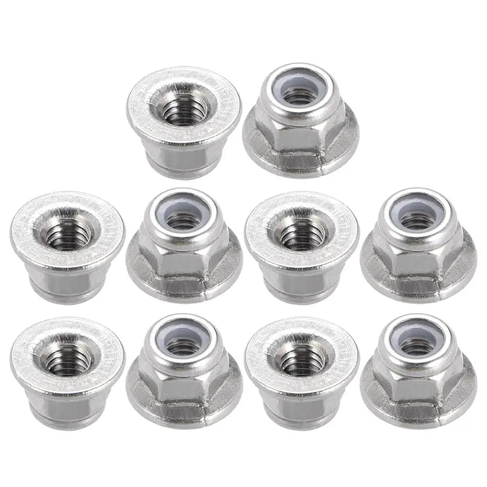 2 Pcs uxcell M16 Serrated Flange Hex Lock Nuts 304 Stainless Steel
