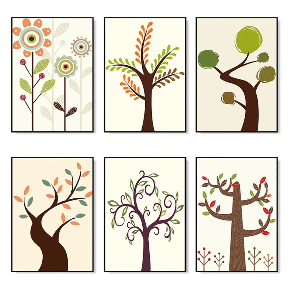 

SD LINLEEHON Tree Art Print Kindergarten Children's Room Decoration Wall Stickers Decorative Arts Decoration Unframed