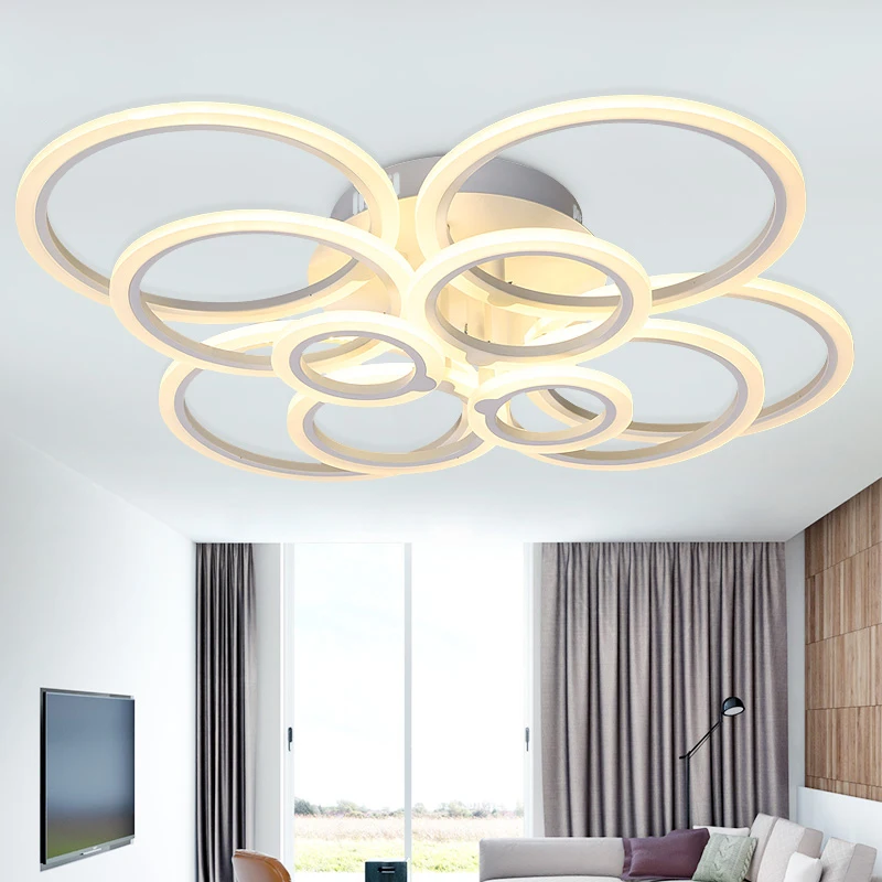 

Hot Modern Led Ceiling Chandelier For Living Room Bedroom Study Room Circles Rings Deco Indoor Ceiling Chandelier Fixtures
