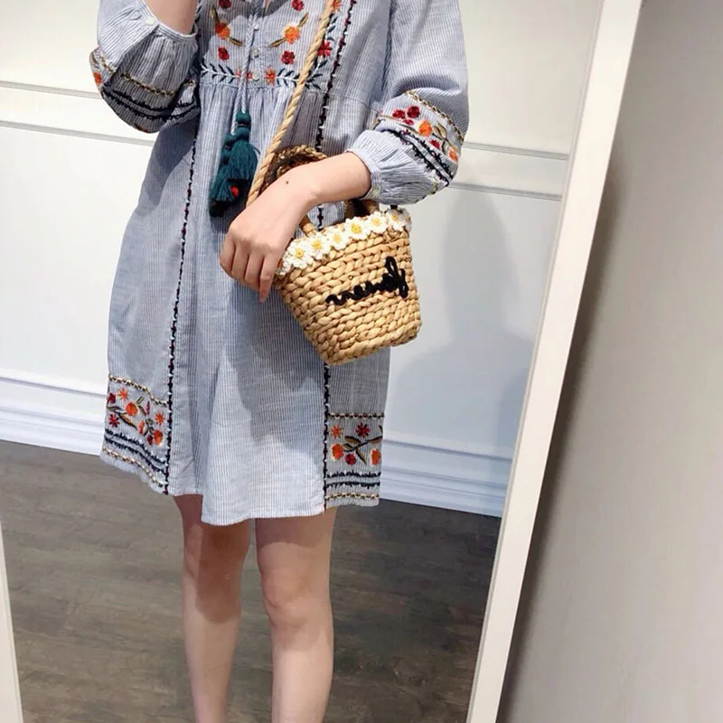 Women Summer Beach Handbag Female Straw Bags Vintage Handmade Lady Shoulder Bag Travel Flower Mini Weave Crossbody Tote SS3117 (8)
