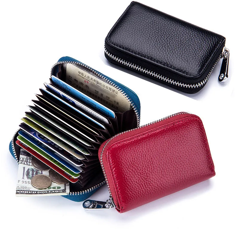 

Genuine Leather Credit Card Holders Rfid Female Card Holder Wallet Women Business Cardholder Organizer Men Purse Colors
