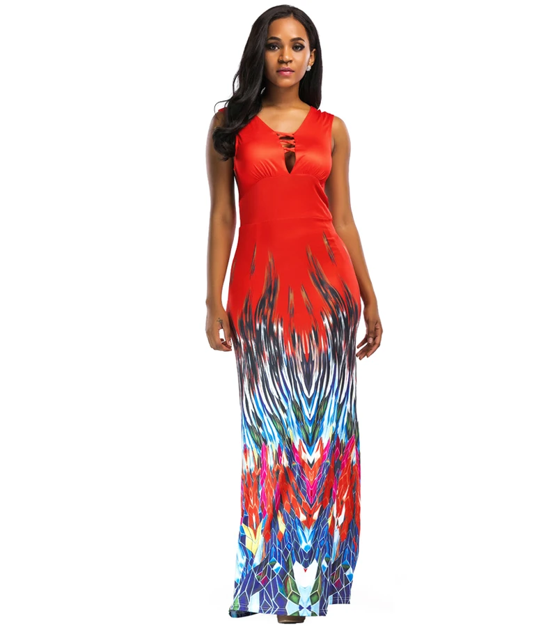 Женское летнее платье в пол с тропической русалочкой в этническом стиле, сексуальное платье без рукавов для пляжной вечеринки, длинные платья больших размеров