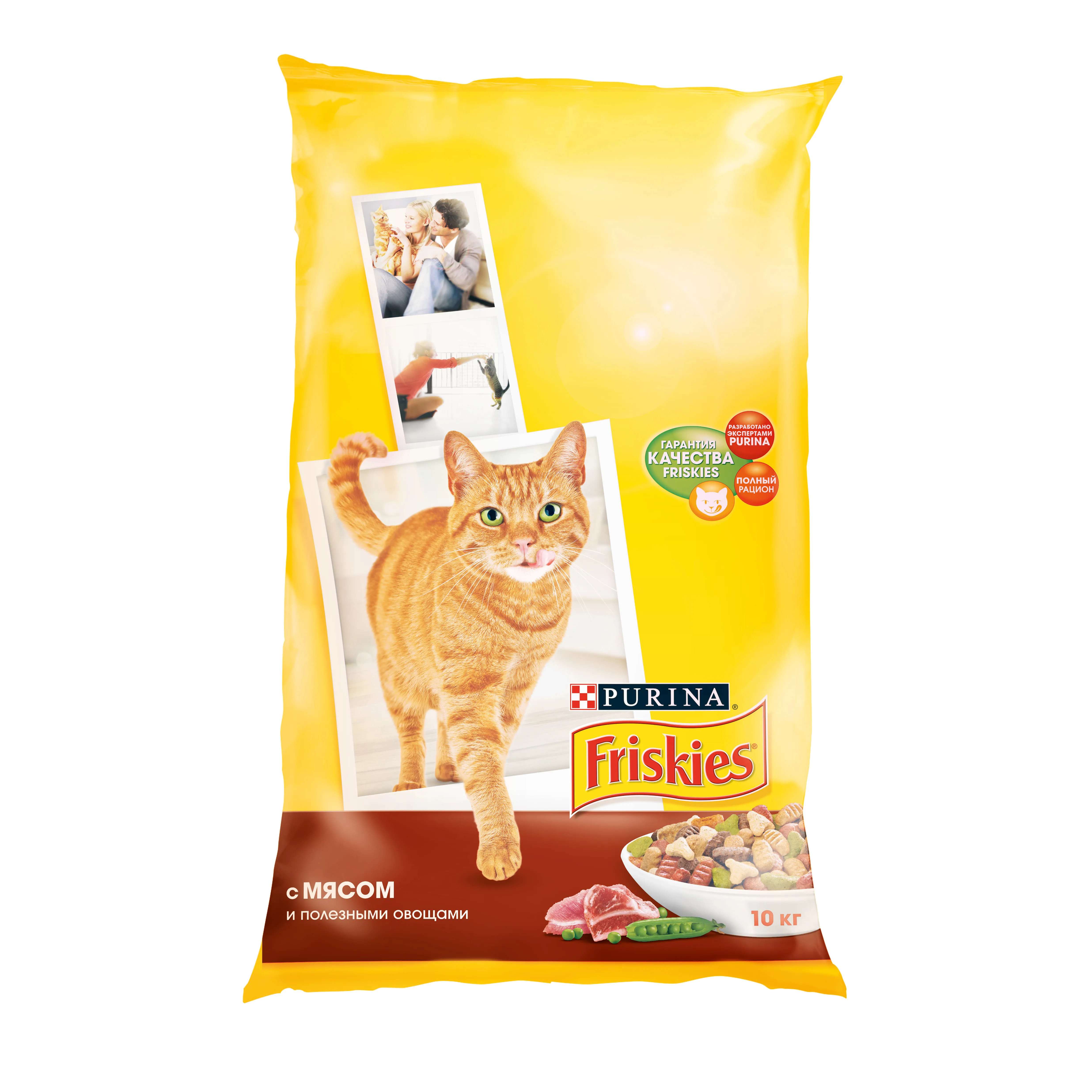 Сухой корм Friskies для взрослых кошек с мясом и полезными овощами, Пакет, 10 кг