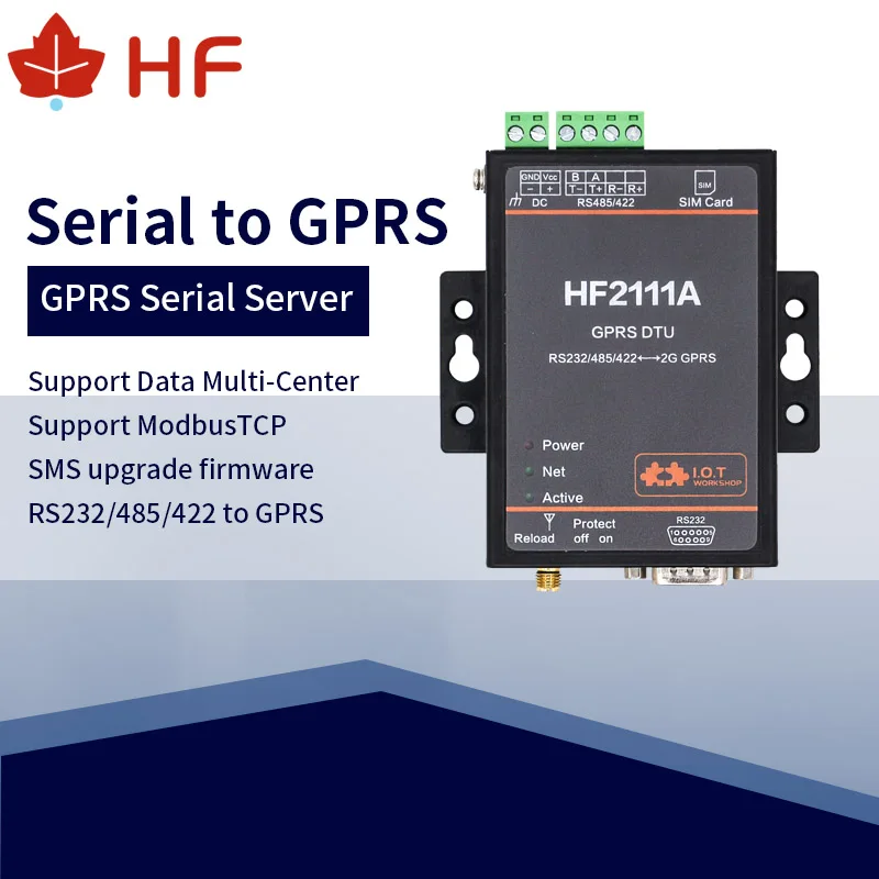

5pcs/pack CE FCC HF2111A Industrial Modbus Serial RS232 RS485 RS422 to GPRS Converter Device