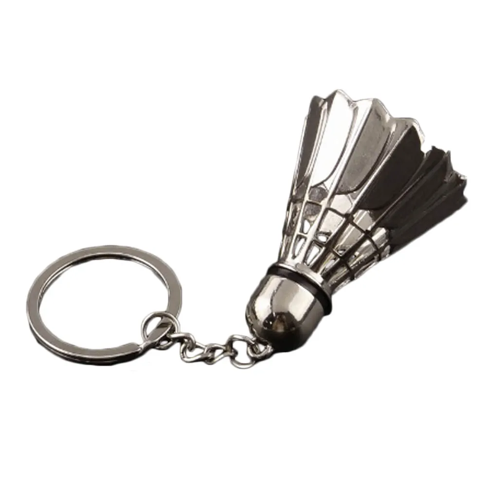 1 PC Alloy Mirror Polished Creative 3D Badminton Keychains Shuttlecock