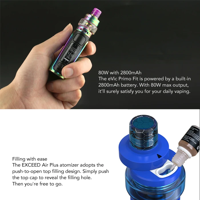 Joyetech eVic Primo Fit 80 Вт 2800 мАч TC комплект с превосходным воздухом плюс распылитель 3 мл бак EX 0.5ом катушка головка-Ослепительная