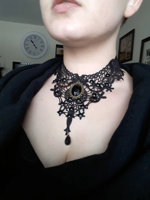 Black Lace & Beads Collar Necklace photo review