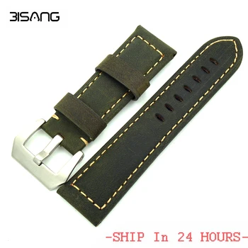 

Special offer Green Strap For Panerai Really Leather 22mm 24mm retro Strap Manual Comfortable Simple Men and Women Strap for PAM