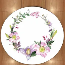 Фиолетовые розовые цветы зеленый Плющ Круг Дизайн 3d печать анти скольжение назад круглые ковры площадь ковер для гостиной ванной комнаты