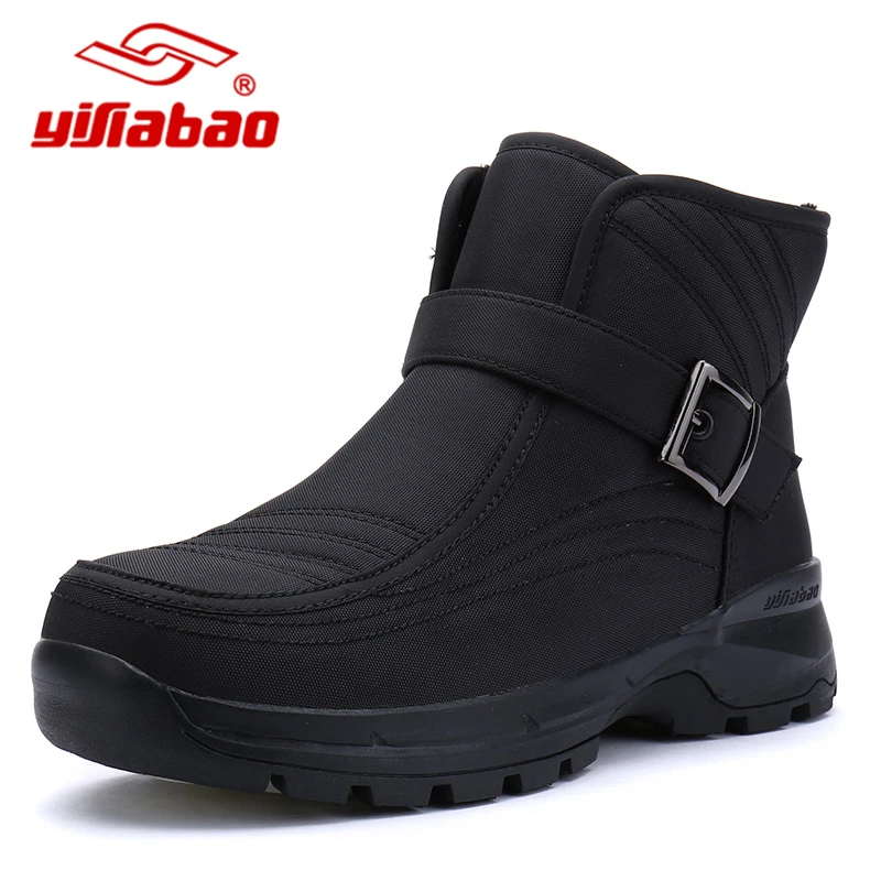 

YiFiaBao 2017 New Winter Men Boots Rubber Round Toe Skid Resistance Shoes Plush Snow Boots Med Black Free Shipping