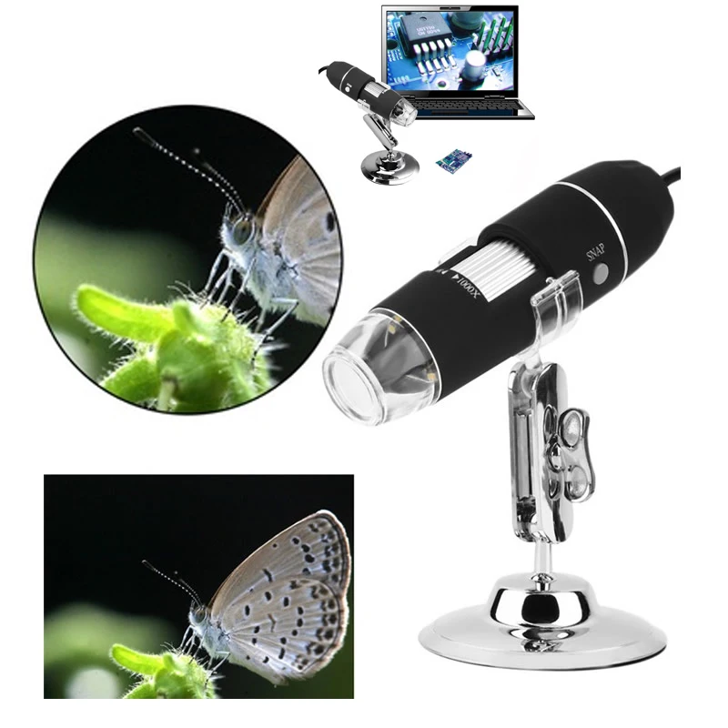 2MP USB 디지털 현미경 1000X 내시경 줌 카메라 돋보기 + 스탠드 장치 8 LED Microscopio 내시경 카메라 방수 USB