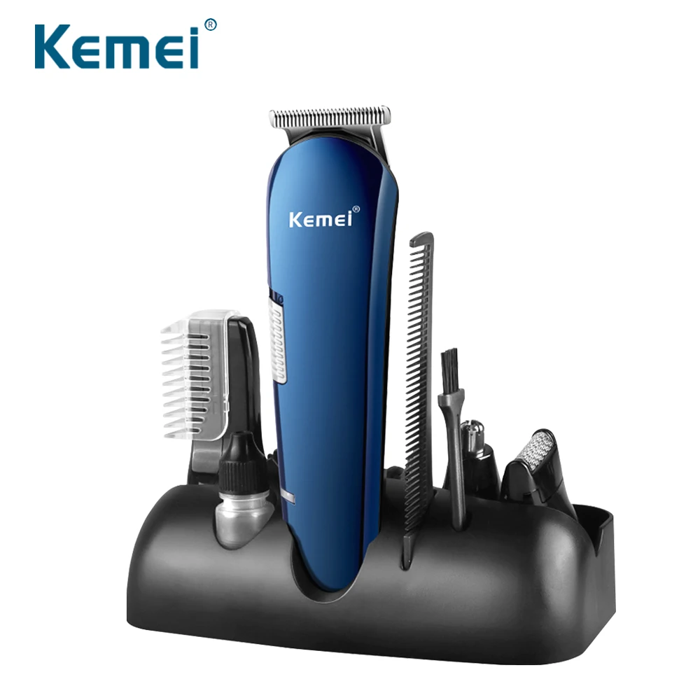 Kemei AC100V-240V 5 в 1 перезаряжаемый триммер для волос титановая машинка стрижки