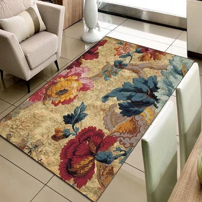 Else коричневый Пол красный желтый зеленый цветок цветочный 3d принт Нескользящая микрофибра для гостиной декоративный современный моющийся коврик