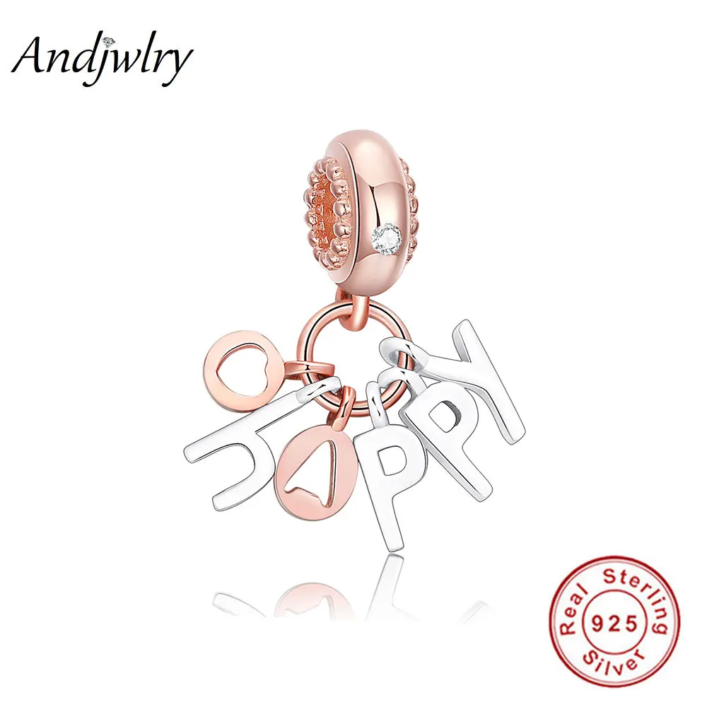 

Fit Original Pandora Charm Bracelet DIY Jewelry Making 925 Sterling Silver Happy Letter Dangle Charms Beads Necklaces Berloque